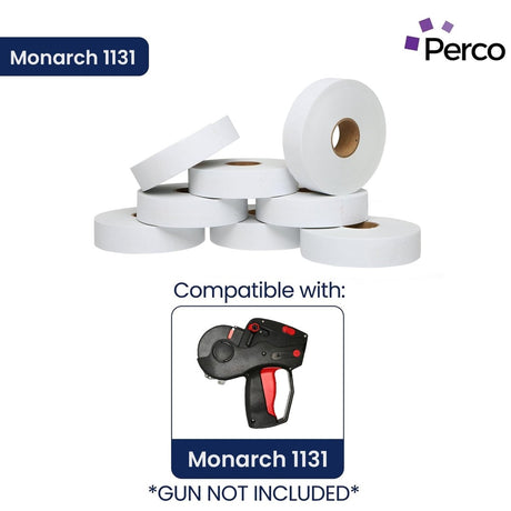 Perco Pricing Labeler Labels For Monarch 1131 - White 1 Sleeve / 8 Rolls / 20000 Blank Pricing Labels