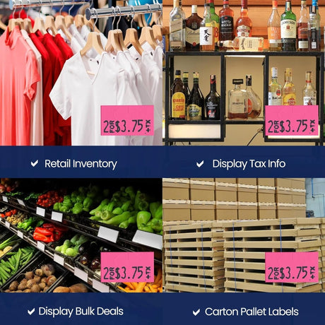 Perco Pricing Labeler Labels For Monarch 1131 - Fluorescent Pink Case of 8 Sleeves / 64 Rolls / 160000 Blank Pricing Labels