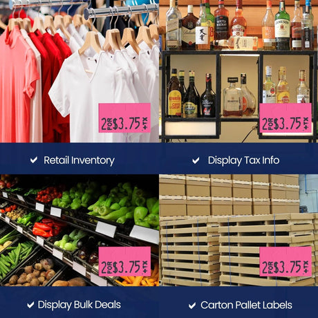 Perco Pricing Labeler Labels For Monarch 1131 - Fluorescent Pink 1 Sleeve / 8 Rolls / 20000 Blank Pricing Labels