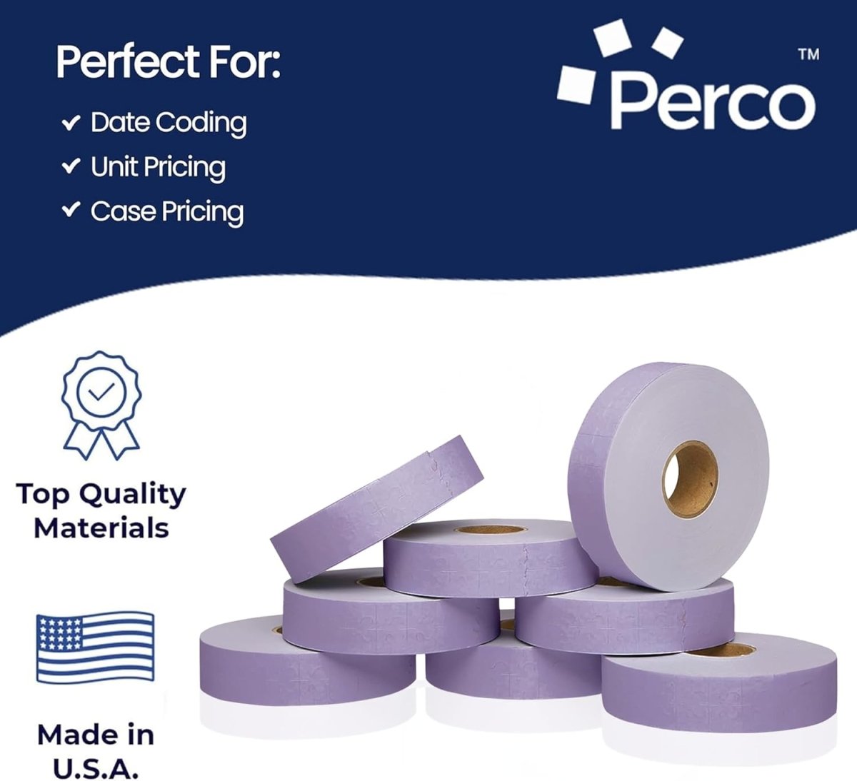 Perco Pricing Labeler Labels For Monarch 1131 - Lavender Case of 8 Sleeves / 64 Rolls / 160000 Blank Pricing Labels