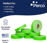 Perco Pricing Labeler Labels For Monarch 1131 - Fluorescent Green Case of 8 Sleeves / 64 Rolls / 160000 Blank Pricing Labels