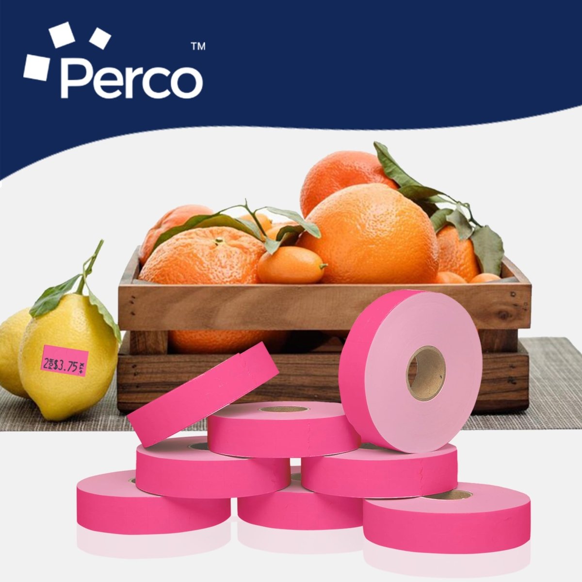 Perco Pricing Labeler Labels For Monarch 1131 - Fluorescent Pink 1 Sleeve / 8 Rolls / 20000 Blank Pricing Labels