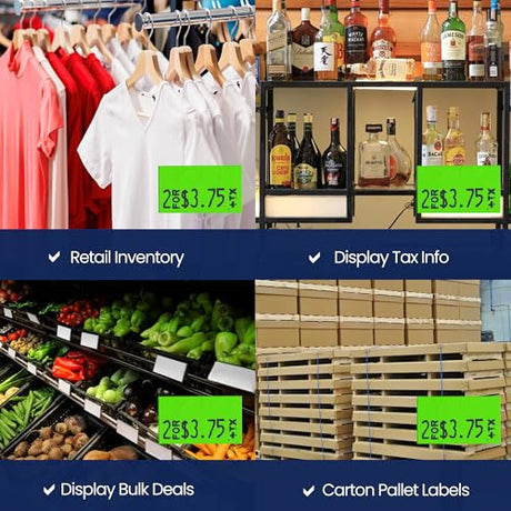 Perco Pricing Labeler Labels For Monarch 1131 - Fluorescent Green 1 Sleeve / 8 Rolls / 20000 Blank Pricing Labels