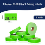 Perco Pricing Labeler Labels For Monarch 1131 - Fluorescent Green 3 Sleeves / 24 Rolls / 60000 Blank Pricing Labels