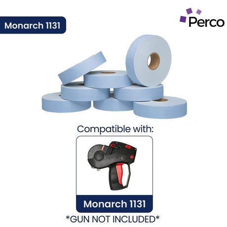 Perco Pricing Labeler Labels For Monarch 1131 - Blue 3 Sleeves / 24 Rolls / 60000 Blank Pricing Labels