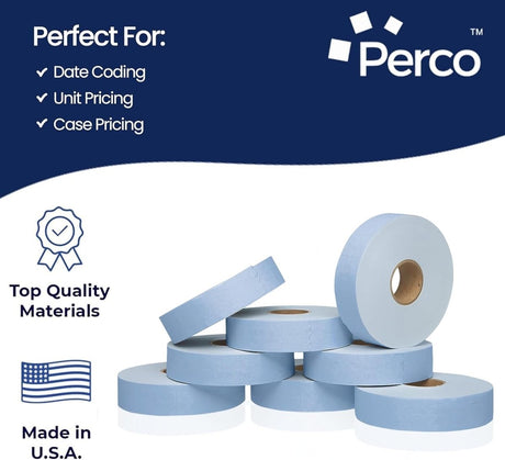 Perco Pricing Labeler Labels For Monarch 1131 - Blue Case of 8 Sleeves / 64 Rolls / 160000 Blank Pricing Labels