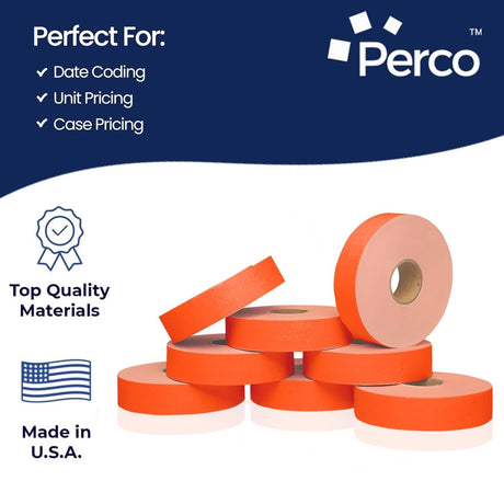 Perco Pricing Labeler Labels For Monarch 1131 - Fluorescent Red 1 Sleeve / 8 Rolls / 20000 Blank Pricing Labels