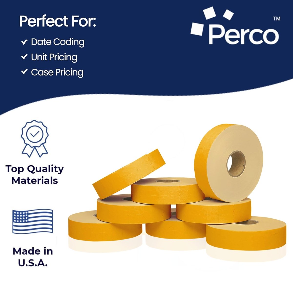 Perco Pricing Labeler Labels For Monarch 1131 - Fluorescent Orange 1 Sleeve / 8 Rolls / 20000 Blank Pricing Labels