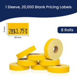Perco Pricing Labeler Labels For Monarch 1131 - Yellow 1 Sleeve / 8 Rolls / 20000 Blank Pricing Labels