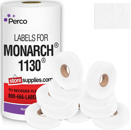 Perco Pricing Labels for Monarch 1130 - White 1 Sleeve / 10 Rolls / 25000 Blank Pricing Labels