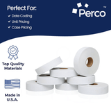 Perco Pricing Labels for Monarch 1131 Price Gun – Price Marking Labels with Ink Rolls Included - White 3 Sleeves / 24 Rolls / 60000 Blank Pricing Labels