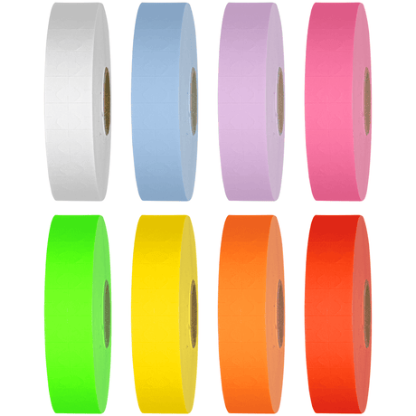 Perco Pricing Labels for Monarch 1131 Price Gun – Price Marking Labels with Ink Rolls Included - Multicolored 8 Sleeves / 64 Rolls / 160000 Blank Pricing Labels