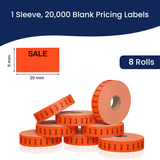 Perco Pricing Labels for Monarch 1131 Price Gun – Price Marking Labels with Ink Rolls Included - Sale 1 Sleeve / 8 Rolls / 20000 Blank Pricing Labels