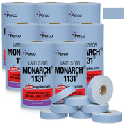 Perco Pricing Labels for Monarch 1131 Price Gun – Price Marking Labels with Ink Rolls Included - Blue 8 Sleeves / 64 Rolls / 160000 Blank Pricing Labels