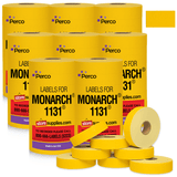Perco Pricing Labels for Monarch 1131 Price Gun – Price Marking Labels with Ink Rolls Included - Yellow 8 Sleeves / 64 Rolls / 160000 Blank Pricing Labels