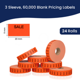 Perco Pricing Labels for Monarch 1131 Price Gun – Price Marking Labels with Ink Rolls Included - Sale 3 Sleeves / 24 Rolls / 60000 Blank Pricing Labels