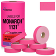 Perco Pricing Labels for Monarch 1131 Price Gun – Price Marking Labels with Ink Rolls Included - Fluorescent Pink 1 Sleeve / 8 Rolls / 20000 Blank Pricing Labels