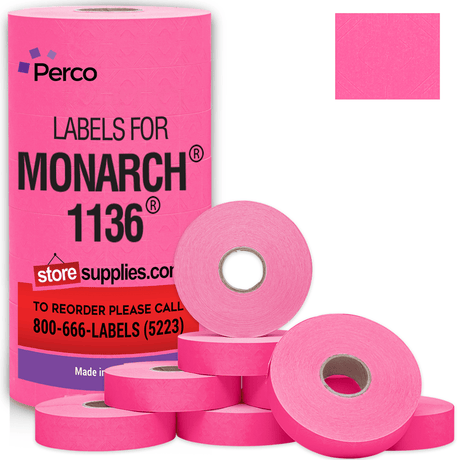 Perco Pricing Labels for Monarch 1136 - Fluorescent Pink 1 Sleeve