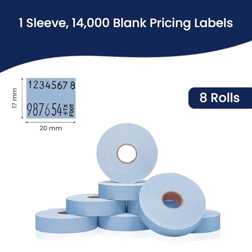 Perco Pricing Labels for Monarch 1136 - Blue 1 Sleeve / 8 Rolls / 14000 Blank Pricing Labels