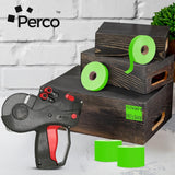 Perco Pricing Labels for Monarch 1136 - Fluorescent Green 1 Sleeve / 8 Rolls / 14000 Blank Pricing Labels