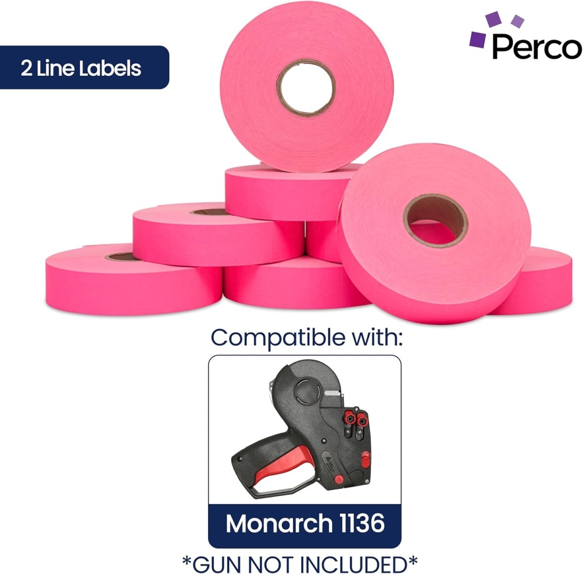 Perco Pricing Labels for Monarch 1136 - Case of 8 Sleeves / 64 Rolls / 112000 Blank Pricing Labels 8 Sleeves