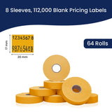 Perco Pricing Labels for Monarch 1136 - Fluorescent Orange Case of 8 Sleeves / 64 Rolls / 112000 Blank Pricing Labels