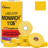 Perco Pricing Labels for Monarch 1136 - Yellow 1 Sleeve / 8 Rolls / 14000 Blank Pricing Labels