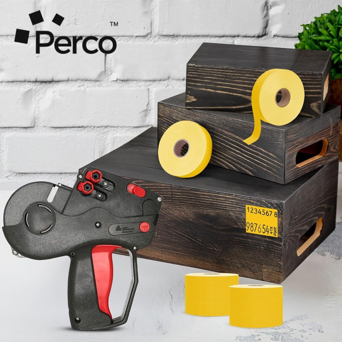 Perco Pricing Labels for Monarch 1136 - Yellow 1 Sleeve / 8 Rolls / 14000 Blank Pricing Labels