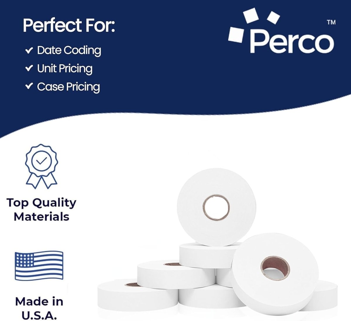 Perco Pricing Labels for Monarch 1136 - White Case of 8 Sleeves / 64 Rolls / 112000 Blank Pricing Labels