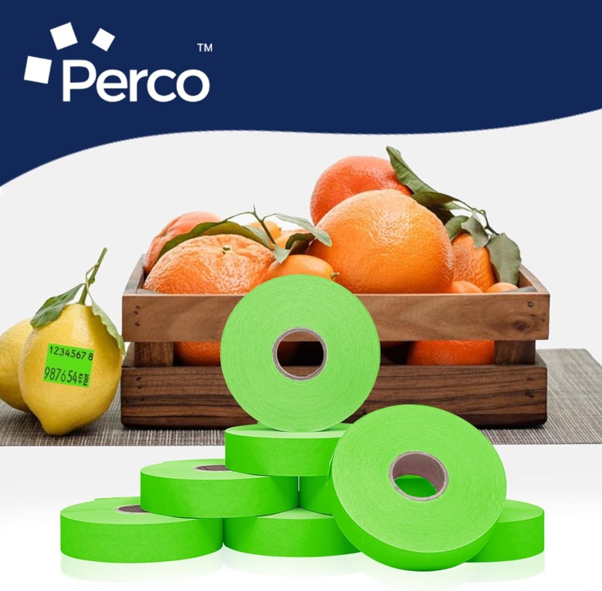 Perco Pricing Labels for Monarch 1136 - Fluorescent Green Case of 8 Sleeves / 64 Rolls / 112000 Blank Pricing Labels