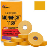 Perco Pricing Labels for Monarch 1136 - Fluorescent Orange 1 Sleeve / 8 Rolls / 14000 Blank Pricing Labels