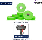 Perco Pricing Labels for Monarch 1136 - Fluorescent Green 1 Sleeve / 8 Rolls / 14000 Blank Pricing Labels
