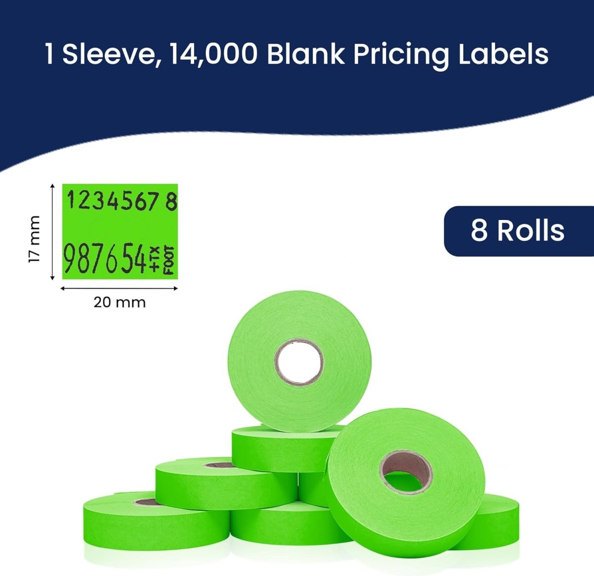 Perco Pricing Labels for Monarch 1136 - Fluorescent Green 1 Sleeve / 8 Rolls / 14000 Blank Pricing Labels