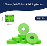Perco Pricing Labels for Monarch 1136 - Fluorescent Green 1 Sleeve / 8 Rolls / 14000 Blank Pricing Labels