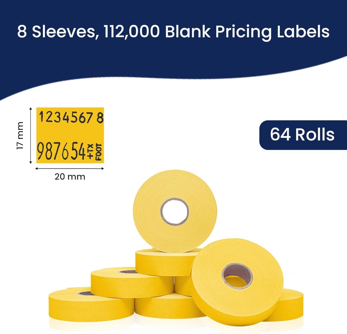 Perco Pricing Labels for Monarch 1136 - Yellow Case of 8 Sleeves / 64 Rolls / 112000 Blank Pricing Labels
