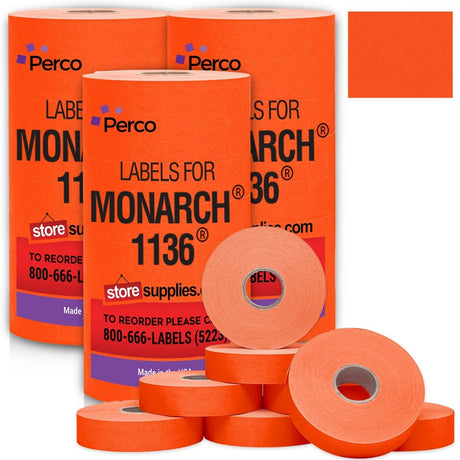 Perco Pricing Labels for Monarch 1136 - Fluorescent Red 3 Sleeves