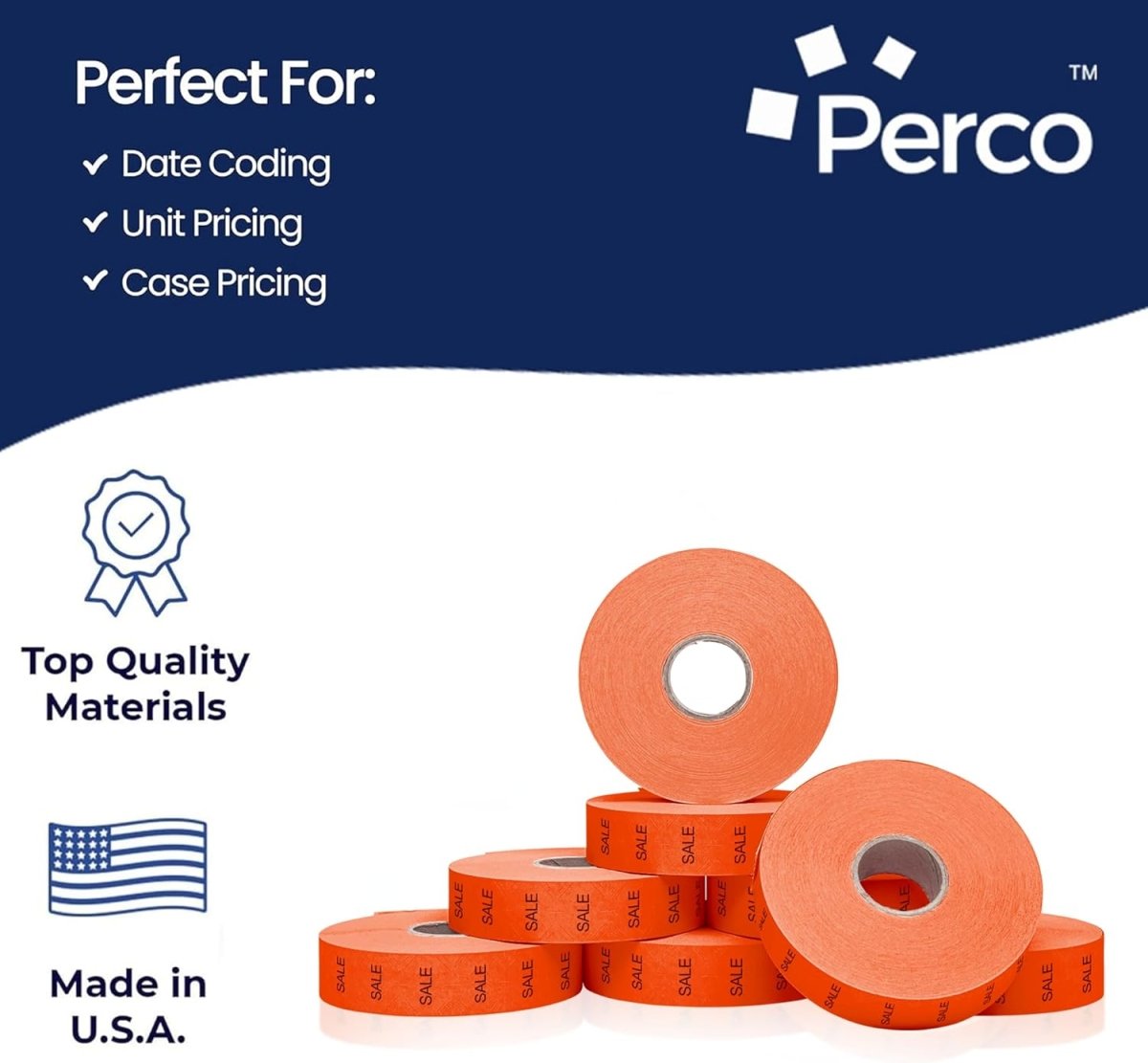 Perco Pricing Labels for Monarch 1136 - Fluorescent Red Sale Case of 8 Sleeves / 64 Rolls / 112000 Blank Pricing Labels