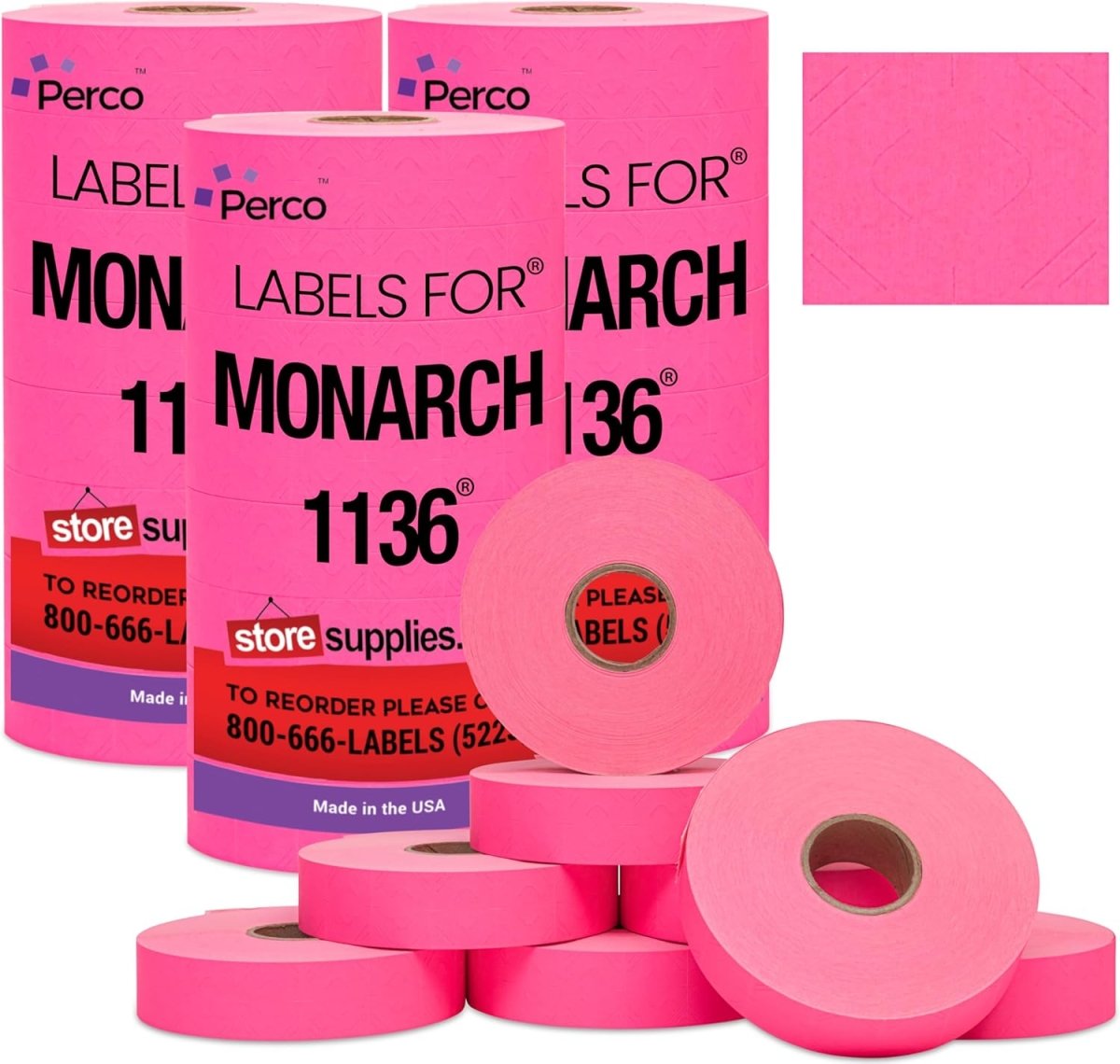 Perco Pricing Labels for Monarch 1136 - Fluorescent Pink 3 Sleeves