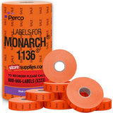Perco Pricing Labels for Monarch 1136 - Fluorescent Red Sale 1 Sleeve / 8 Rolls / 14000 Blank Pricing Labels