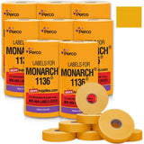 Perco Pricing Labels for Monarch 1136 - Fluorescent Orange Case of 8 Sleeves / 64 Rolls / 112000 Blank Pricing Labels