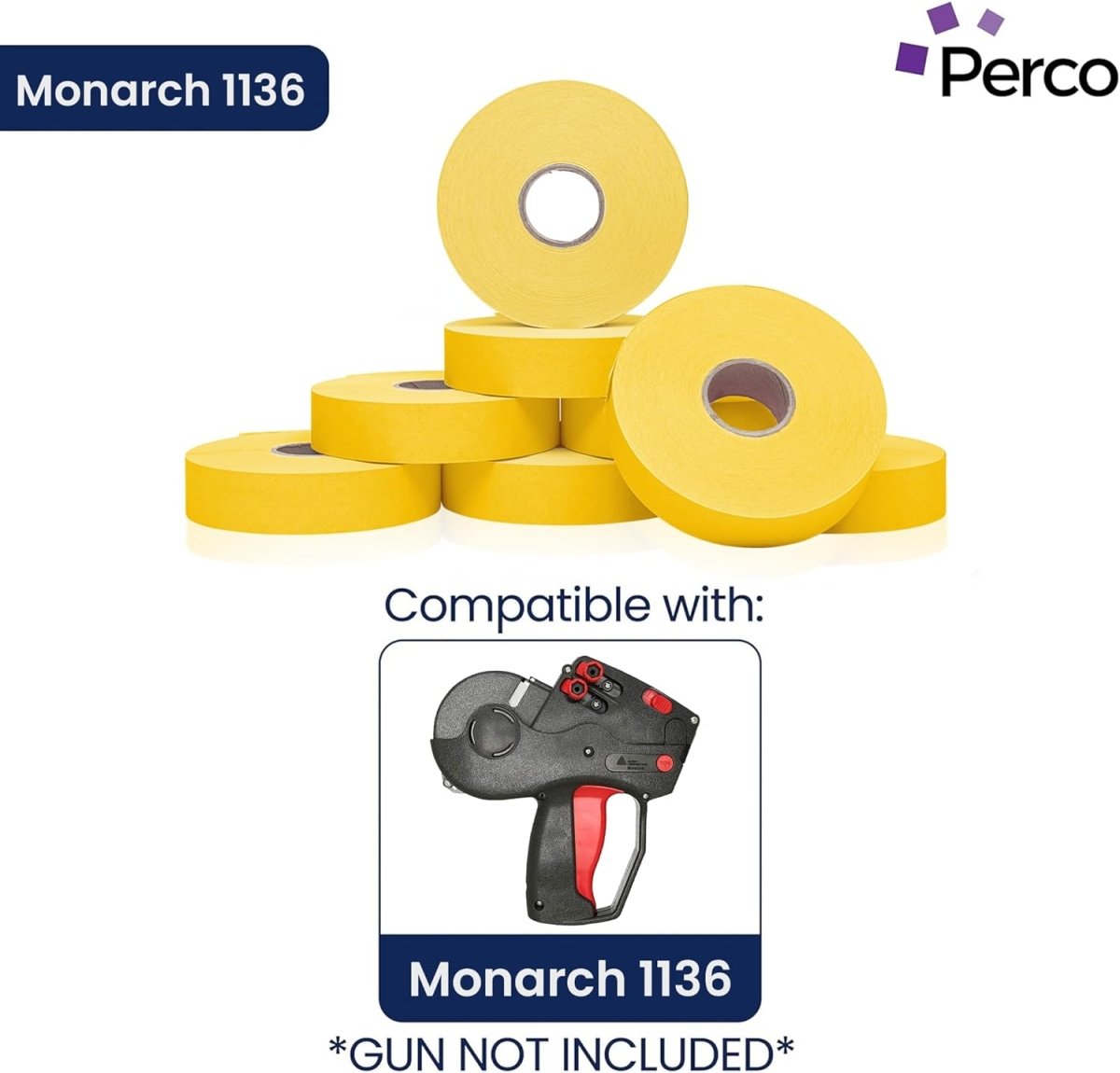 Perco Pricing Labels for Monarch 1136 - Yellow 1 Sleeve / 8 Rolls / 14000 Blank Pricing Labels