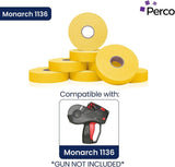 Perco Pricing Labels for Monarch 1136 - Yellow 1 Sleeve / 8 Rolls / 14000 Blank Pricing Labels