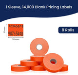 Perco Pricing Labels for Monarch 1136 - Fluorescent Red 1 Sleeve / 8 Rolls / 14000 Blank Pricing Labels