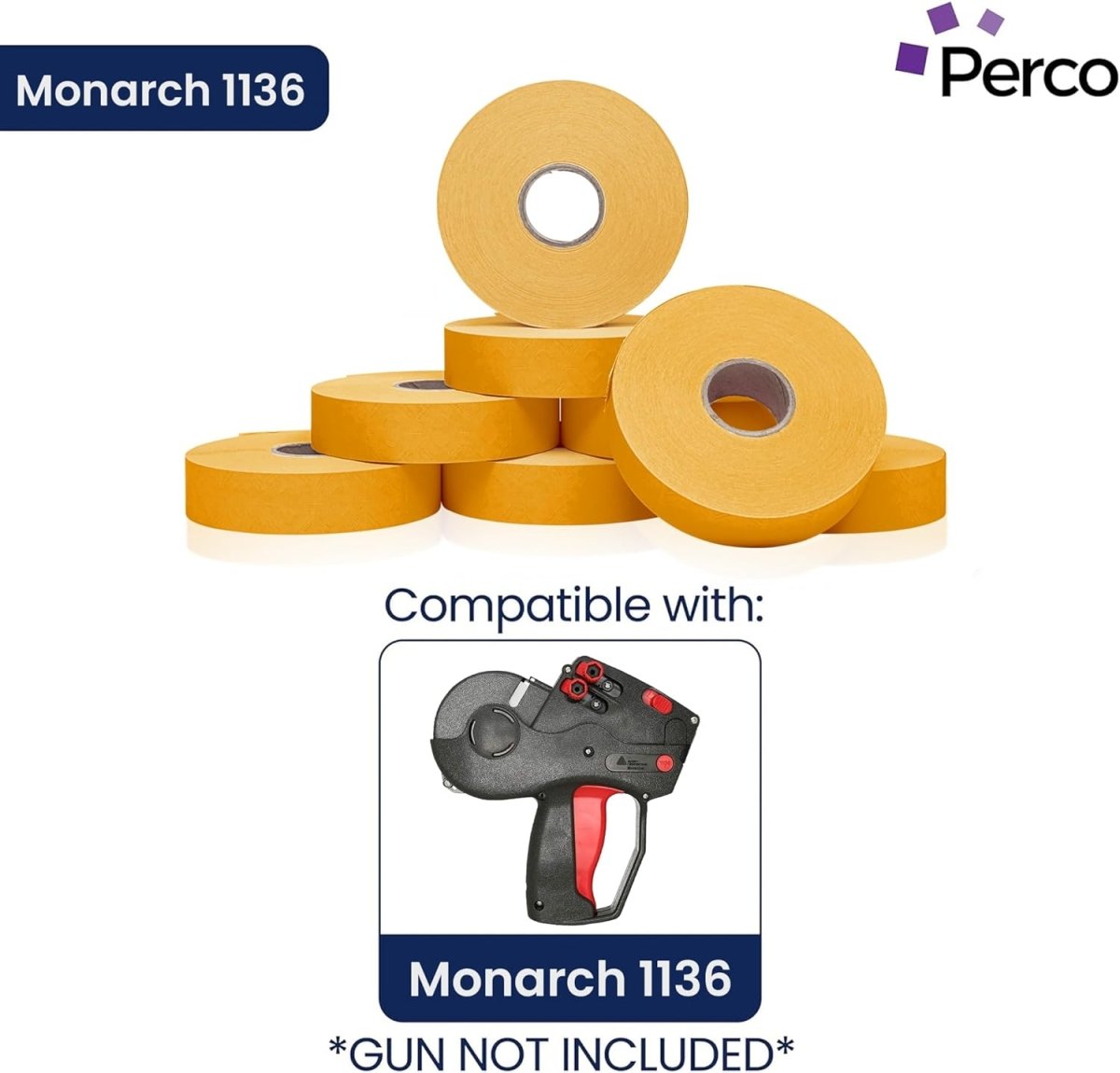 Perco Pricing Labels for Monarch 1136 - Fluorescent Orange Case of 8 Sleeves / 64 Rolls / 112000 Blank Pricing Labels