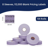 Perco Pricing Labels for Monarch 1136 - Lavender Case of 8 Sleeves / 64 Rolls / 112000 Blank Pricing Labels