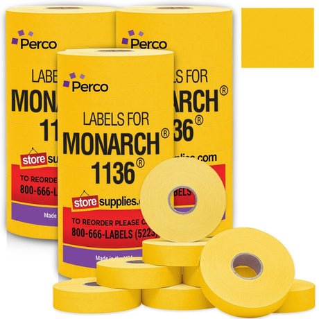 Perco Pricing Labels for Monarch 1136 - Yellow 3 Sleeves