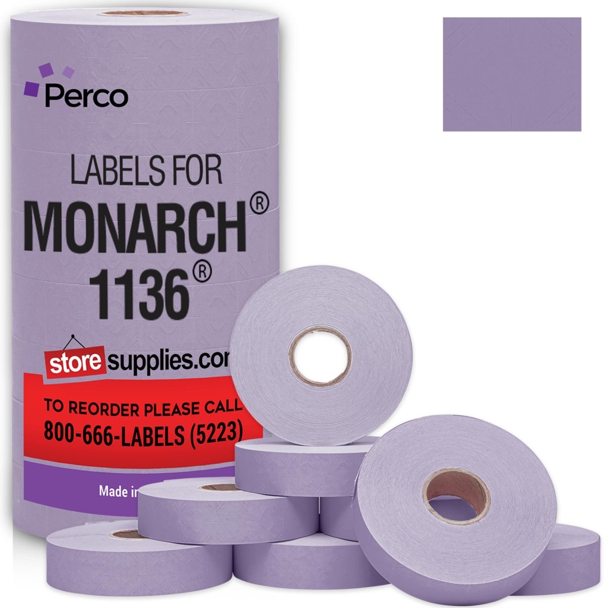 Perco Pricing Labels for Monarch 1136 - Lavender 1 Sleeve / 8 Rolls / 14000 Blank Pricing Labels