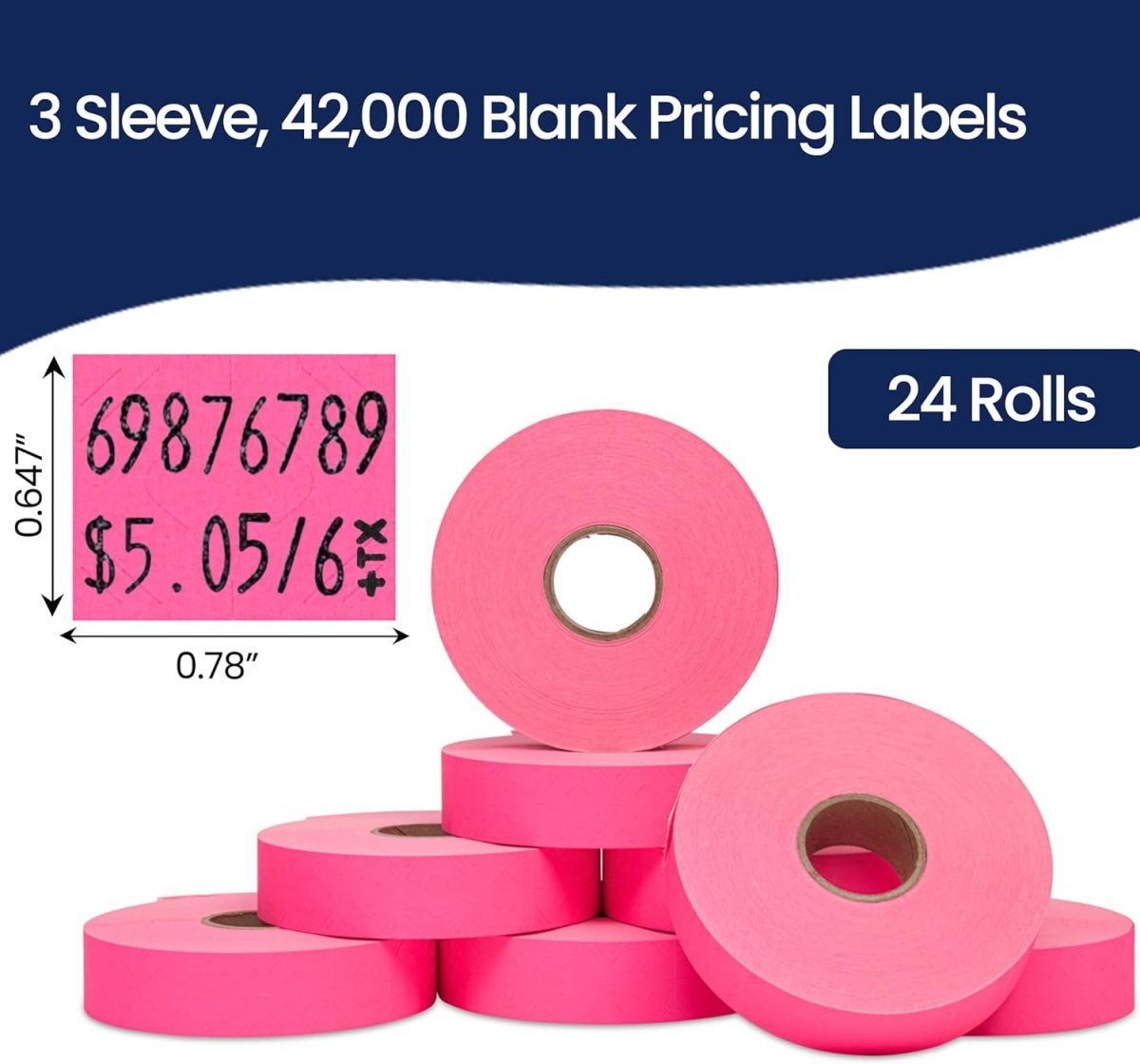 Perco Pricing Labels for Monarch 1136 - Case of 8 Sleeves / 64 Rolls / 112000 Blank Pricing Labels 8 Sleeves