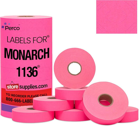 Perco Pricing Labels for Monarch 1136 - 1 Sleeve / 8 Rolls / 14000 Blank Pricing Labels 1 Sleeve