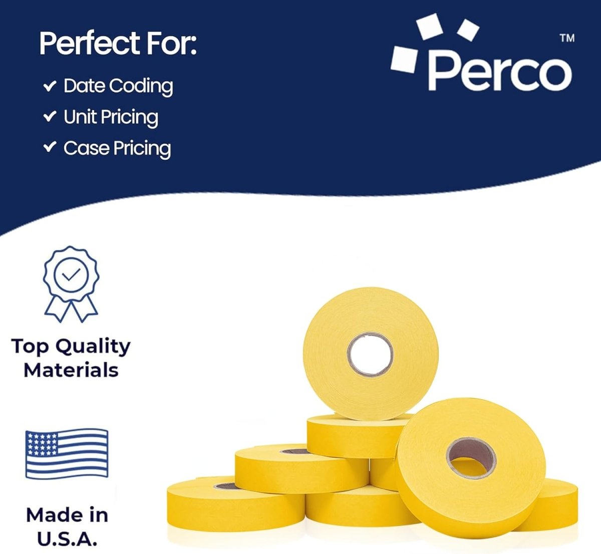 Perco Pricing Labels for Monarch 1136 - Yellow Case of 8 Sleeves / 64 Rolls / 112000 Blank Pricing Labels